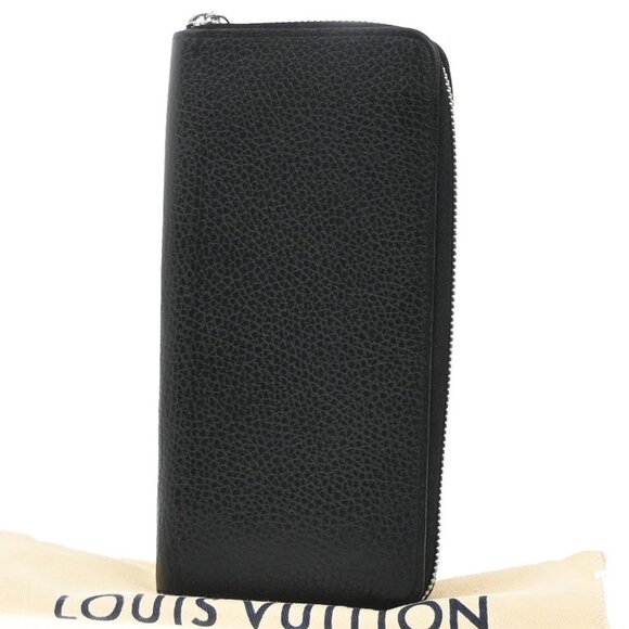 LOUIS VUITTON Vertical Long Zippy Wallet Bifold Taurillon Black M58412 33KP080 - Picture 1 of 10